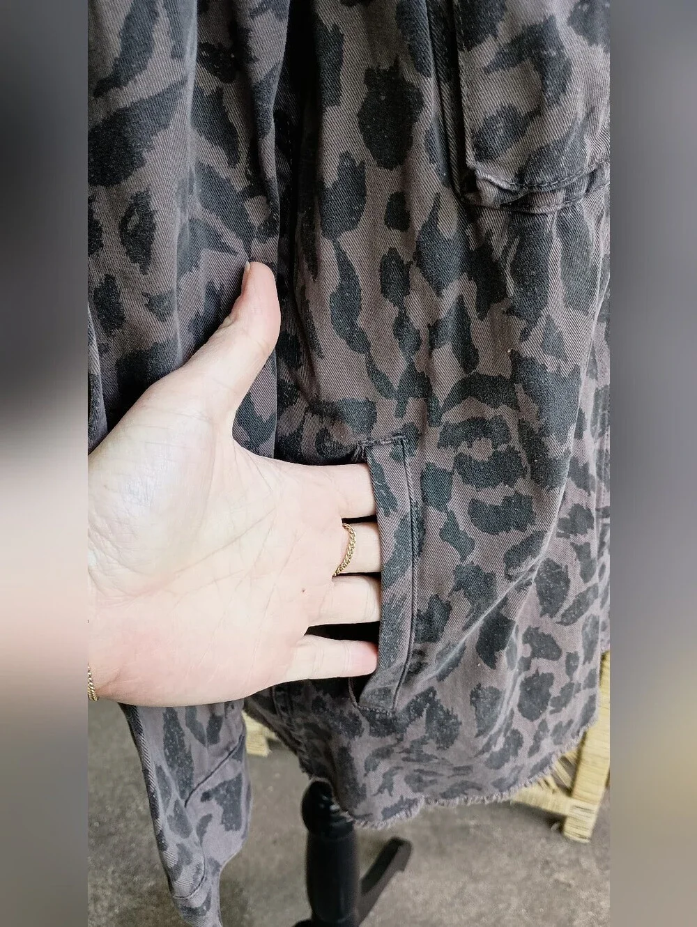Pistola Anthropologie 100% Cotton Brown Leopard Print Utility Jacket_M - Picture 3 of 7